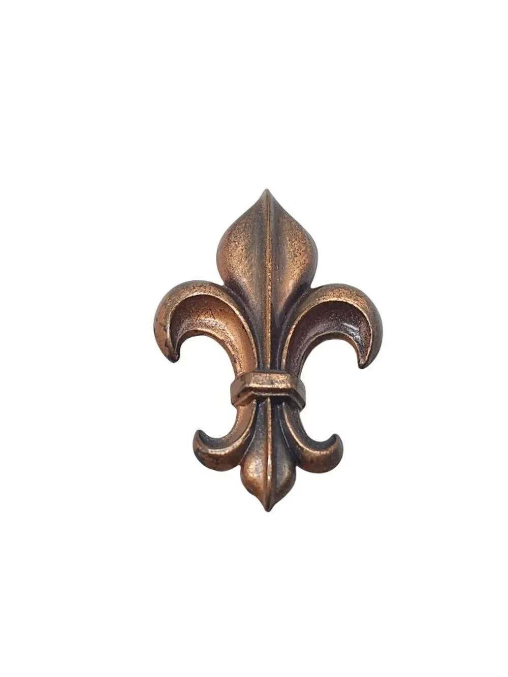 Fleur-De-Lis Copper-Tone Metal Vintage Brooch Pin Decorative Accent 2 Inches